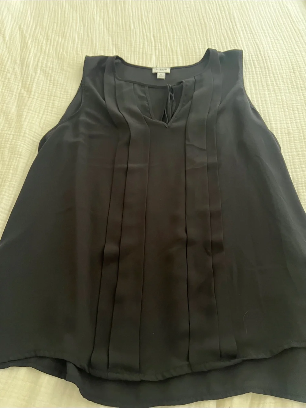 J. Crew Black Pleated Front Sleeveless Camisole